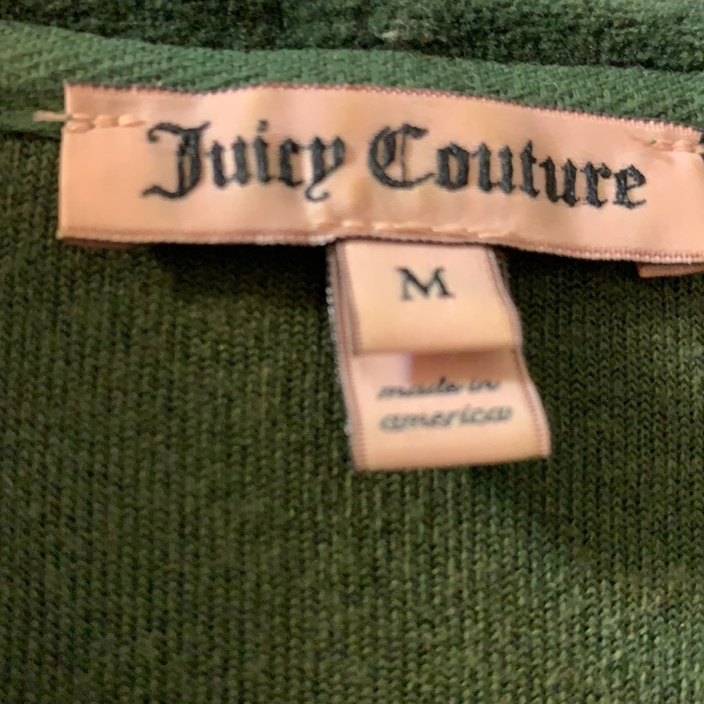 Y2K VINTAGE JUICY COUTURE GREEN VELOUR TRACKSUIT HOODIE JACKET SZ M VELVET PLUSH - Picture 6 of 16